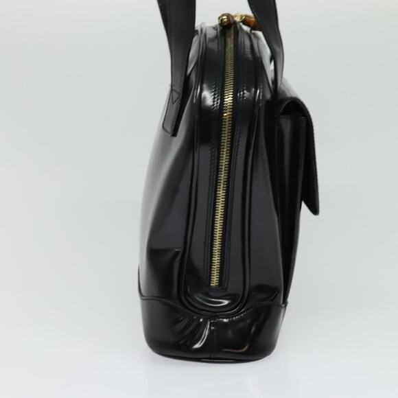 GUCCI Bamboo Shoulder Bag Enamel Black Gold - Picture 4 of 12